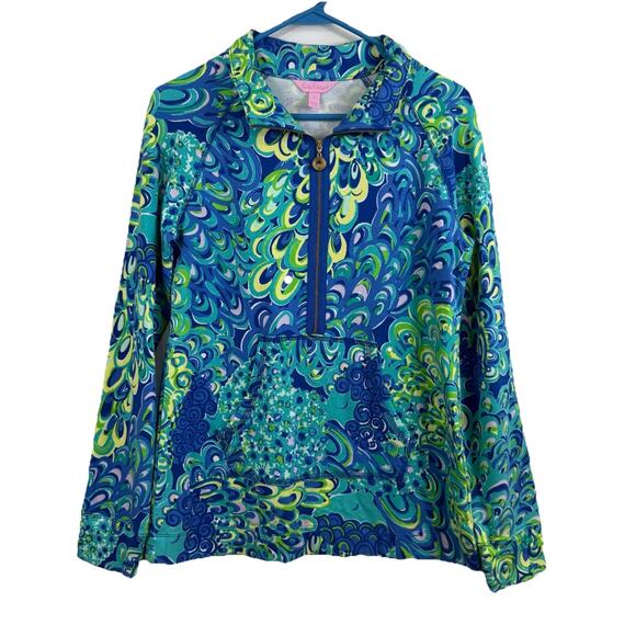 Lilly Pulitzer Tops - Lilly Pulitzer Skipper Popover Zip Jacket Sea Blue Lilly's Lagoon UPF 50+ Beach
